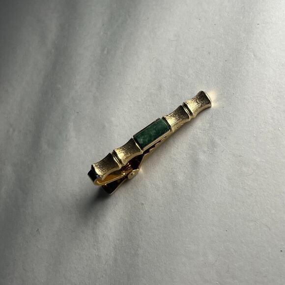 Tie Tacks Jade Yellow Gold plated tie tacks and lapel pin - Picture 6 of 11